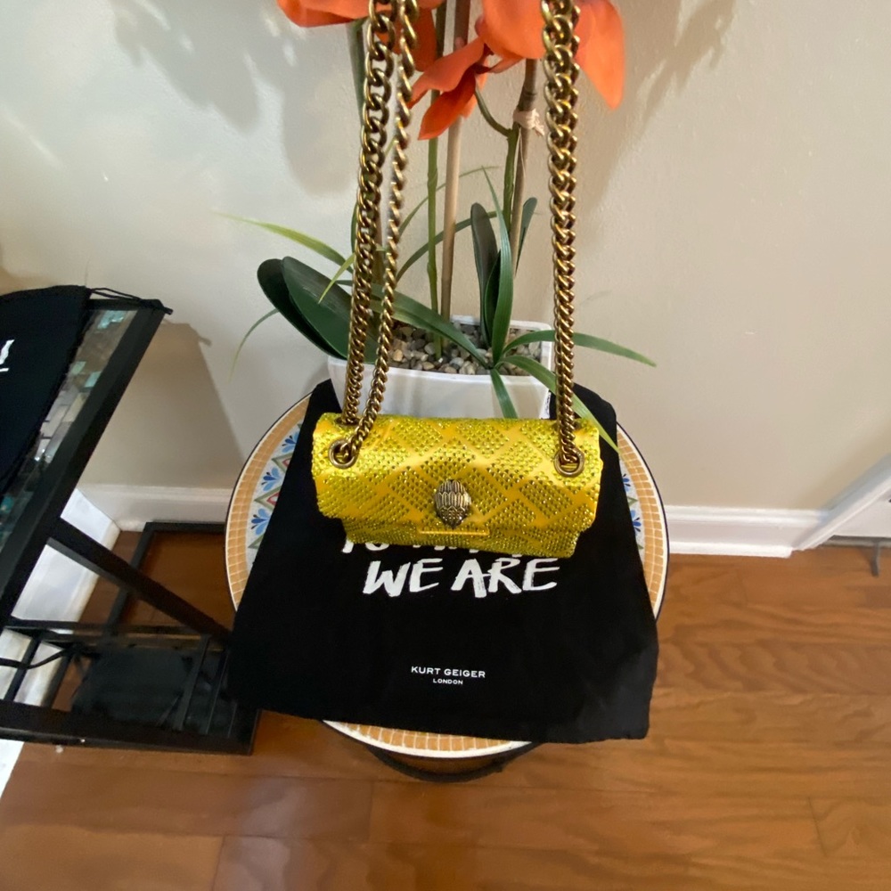Kurt Geiger London Mini Yellow Embellished Convertible Crossbody - Picture 4 of 9